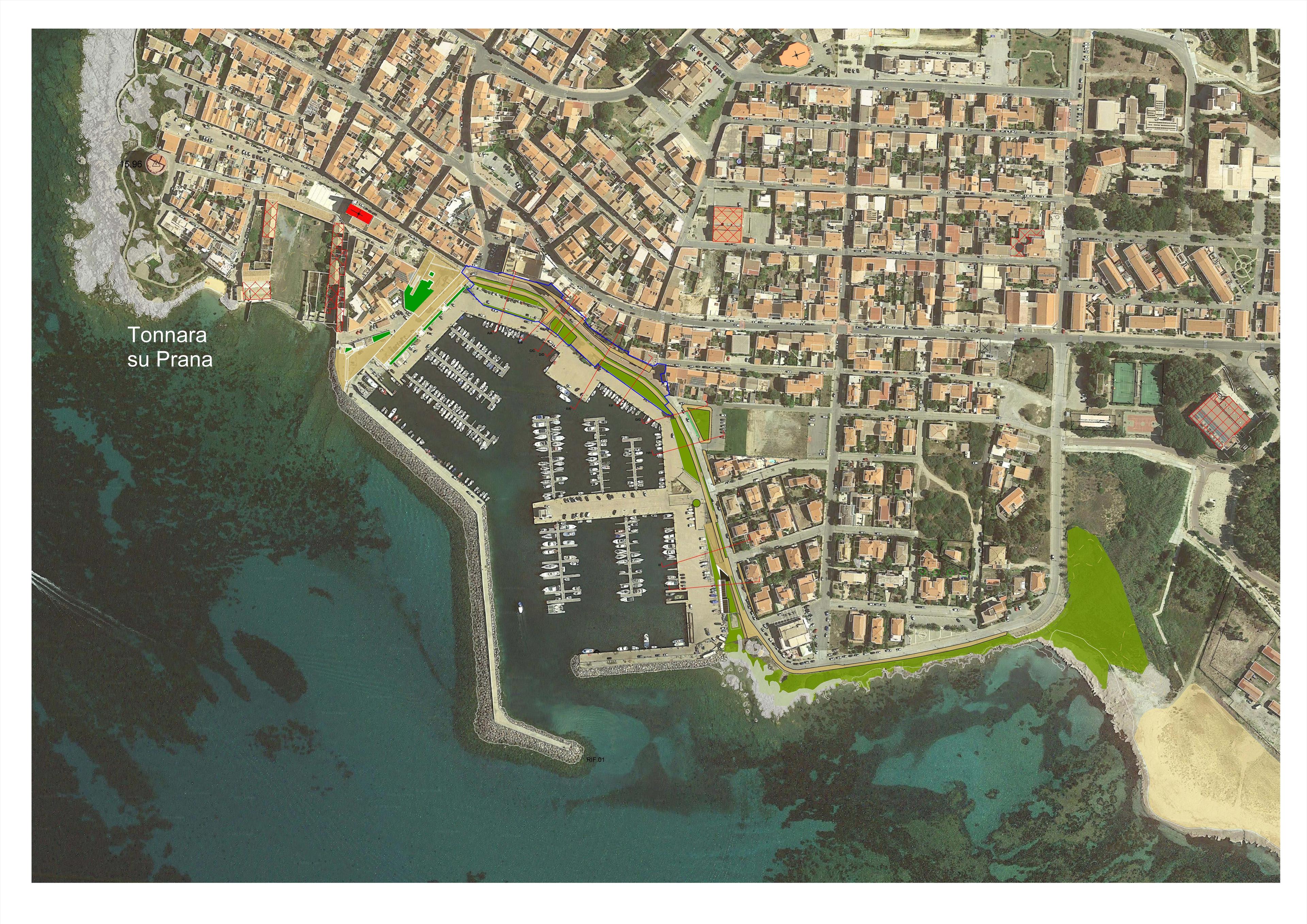 Planimetria generale dell’intervento sul lungomare di Portoscuso