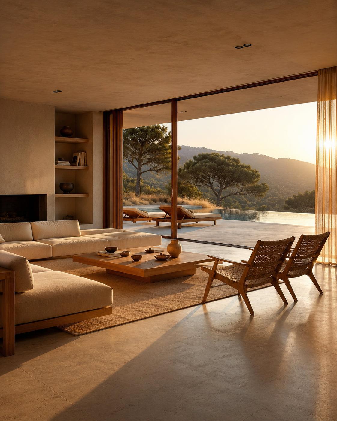 Villa V.01, interno minimale in continuità con l’esterno